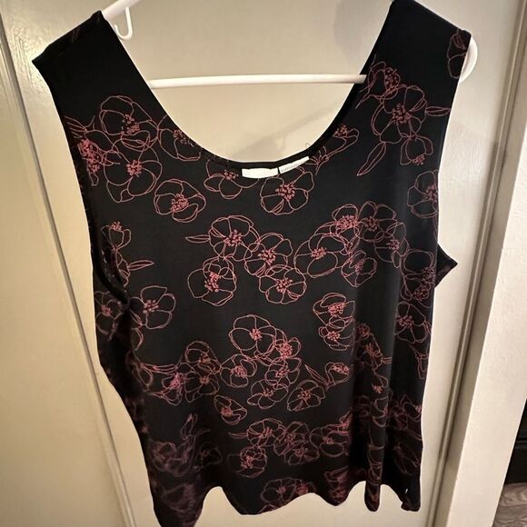 Liz Baker sleeveless knit floral top SZ XL - Picture 8 of 9
